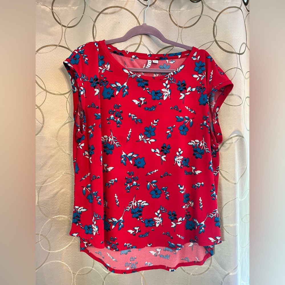 Elle Red & Blue Floral Blouse